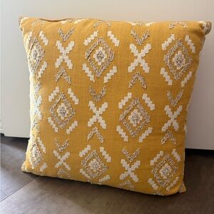 Mustard Yellow Embroidered Throw Pillow - Home Accents